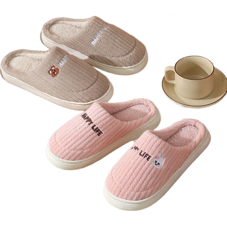 【福利价】小熊小兔棉拖秋冬季情侣保暖学生男拖鞋女居家棉拖鞋 小熊小兔棉拖-藏青色 40-41 适合39-40