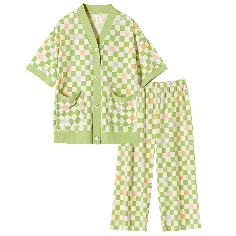 香蜜闺秀GOSO睡衣女长袖宽松舒适可外穿睡衣女士家居服套装 3233002绿色 L