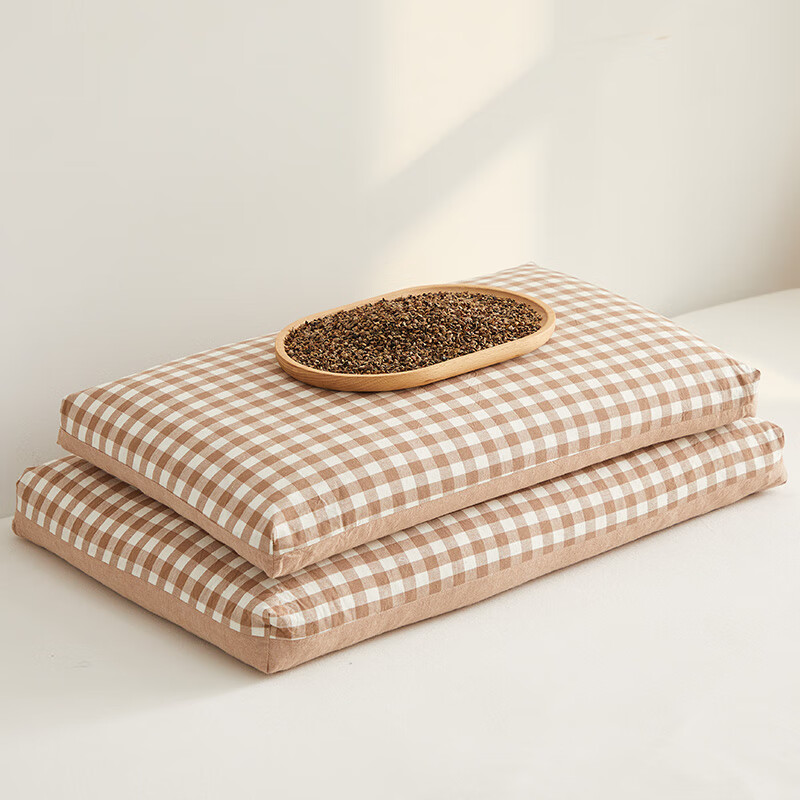 寝生活水洗棉荞麦双拼枕 枕头枕芯 一对 水洗棉双拼荞麦枕-咖色 35cm*55cm 大号