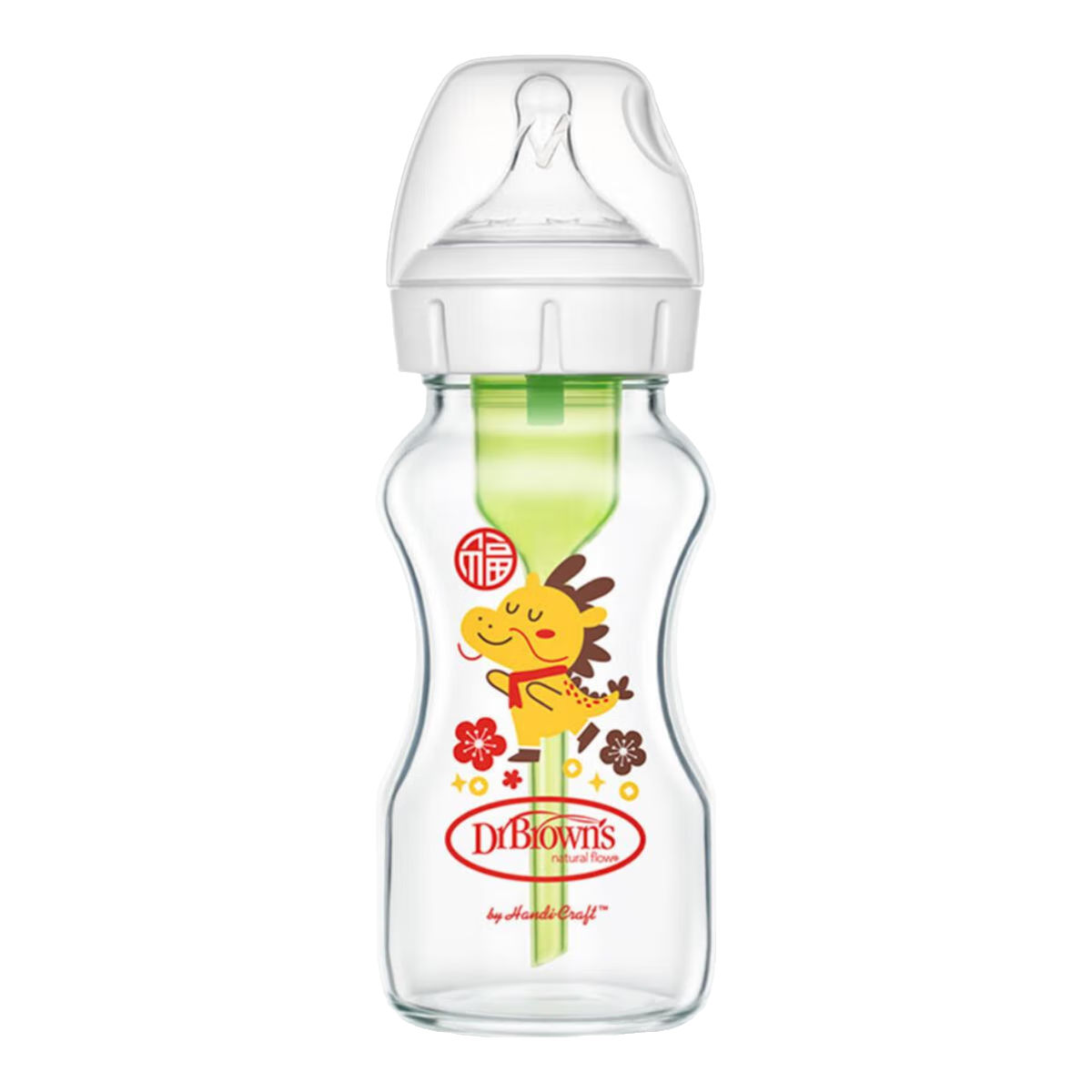 布朗博士奶瓶 新生儿0月玻璃奶瓶 初生婴儿防呛奶防胀气 搭配奶嘴配件 【3-6月】小龙玻璃270mL 配3-6月奶嘴