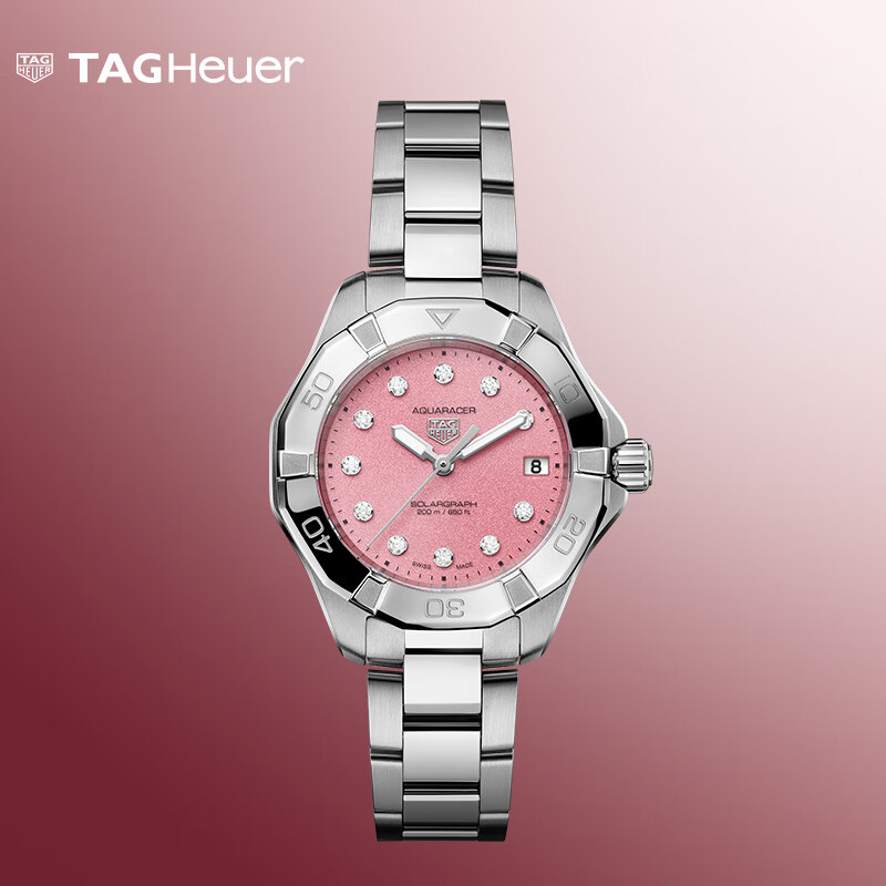 泰格豪雅【母亲节礼物】TAG Heuer泰格豪雅竞潜系列粉色表盘太阳能钻石 WBP1318.BA0005