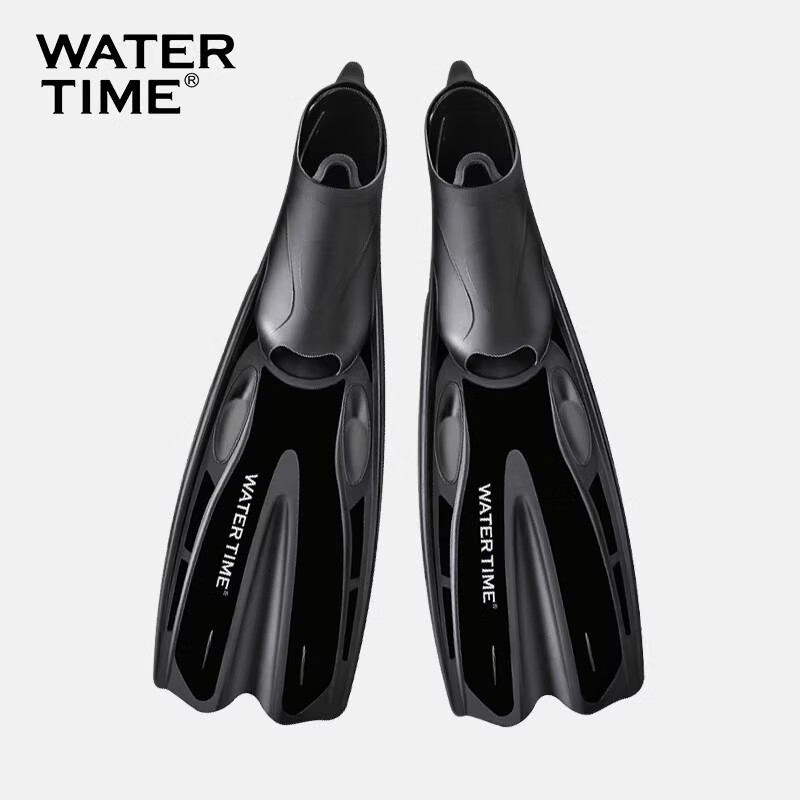 WATERTIME新品長腳蹼潛水浮潛蛙鞋自由潛游泳訓(xùn)練裝備 黑色【大推力長腳蹼】 XS 36.5