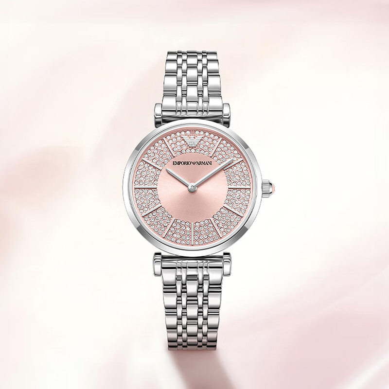 EMPORIO ARMANI阿玛尼手表满天星白月光女士腕表3.8女神节友送男友礼物 粉盘满天星AR11686 32MM