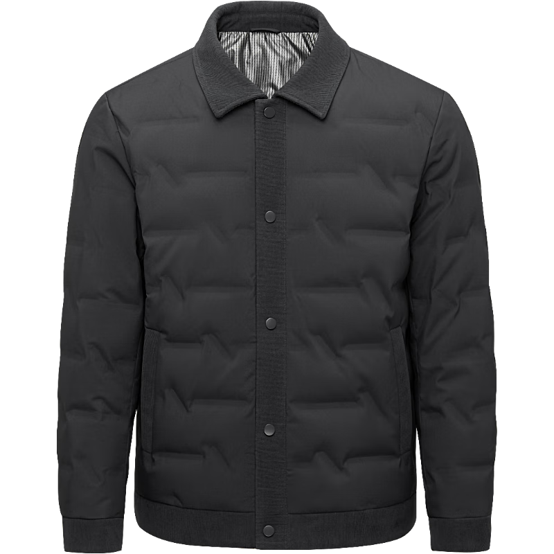 HLA羽绒服男25新冬秀场同款山不在高系列翻领外套男 黑色36 XL 180/96A 推荐151~164斤