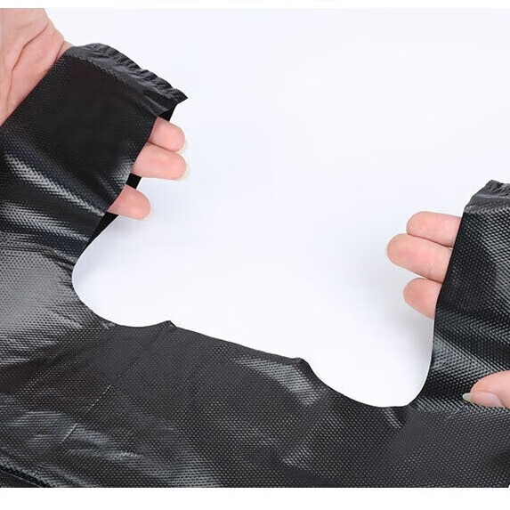 凡趣100只 垃圾袋家用加厚普通大中小号办公酒店手提背心式黑色塑料袋 40*64cm（加厚款）100个