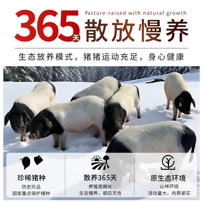 嘉平月两头乌跑山猪新鲜黑猪肉生鲜农家散养土猪里脊前后腿肉包饺子肉馅 前腿1600g【爆炒回锅肉】