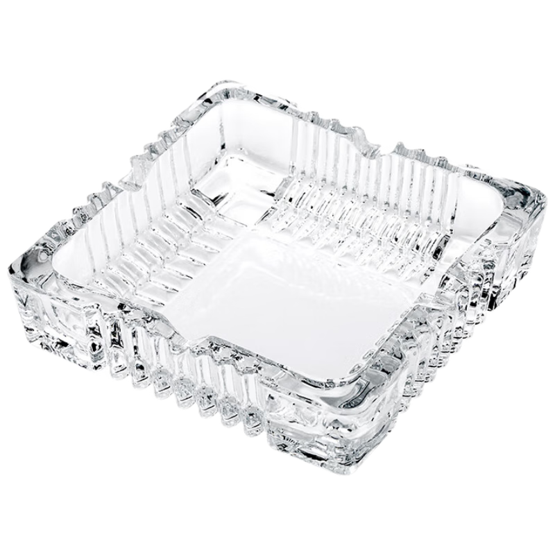 齐心（COMIX）欧式方形透明玻璃烟灰缸120*120mm小号车载家用茶几餐桌摆件办公/居家用品YG01