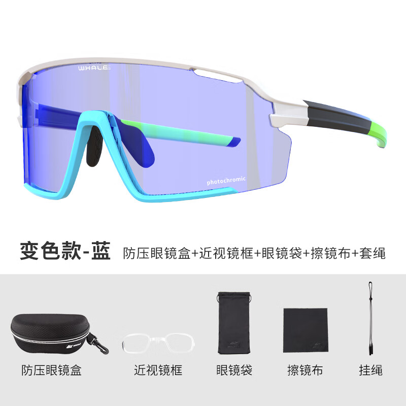 鲸鱼BS4户外运动眼镜防紫外线防强光 变色护目镜 钓鱼偏光眼镜骑行镜 变色款-镀银