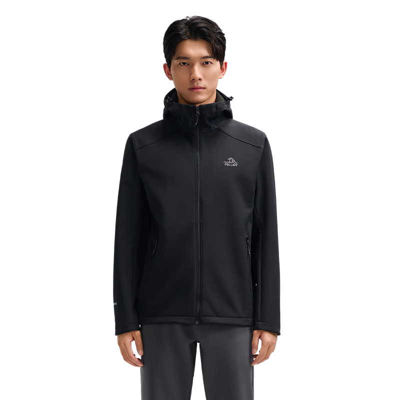 伯希和（Pelliot）[风盾]户外冲锋软壳衣男秋冬耐磨高弹防风外套女夹克115306017黑L