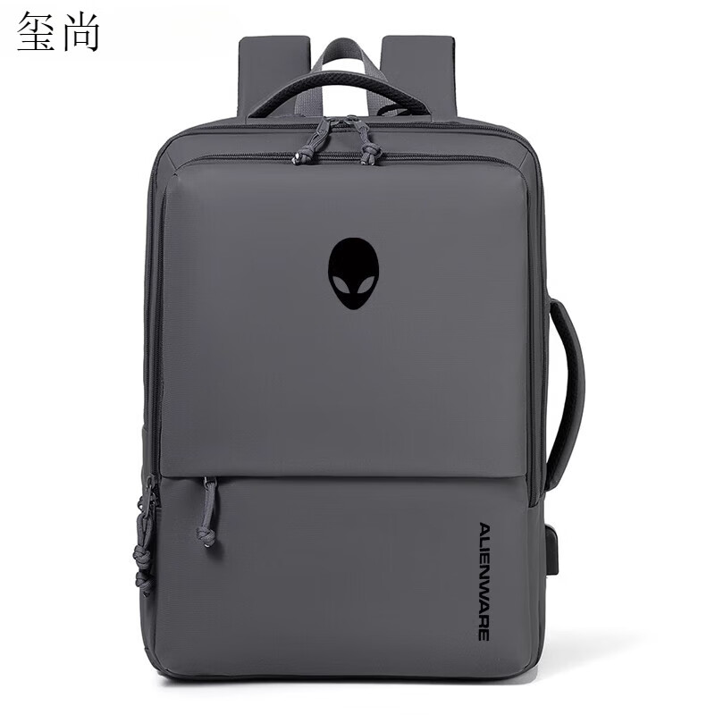 玺尚18寸电脑包外星人 M18电脑包R2双肩包m16/X16游戏本x15X17大容量 全新款浅灰色【反光标】 18英寸