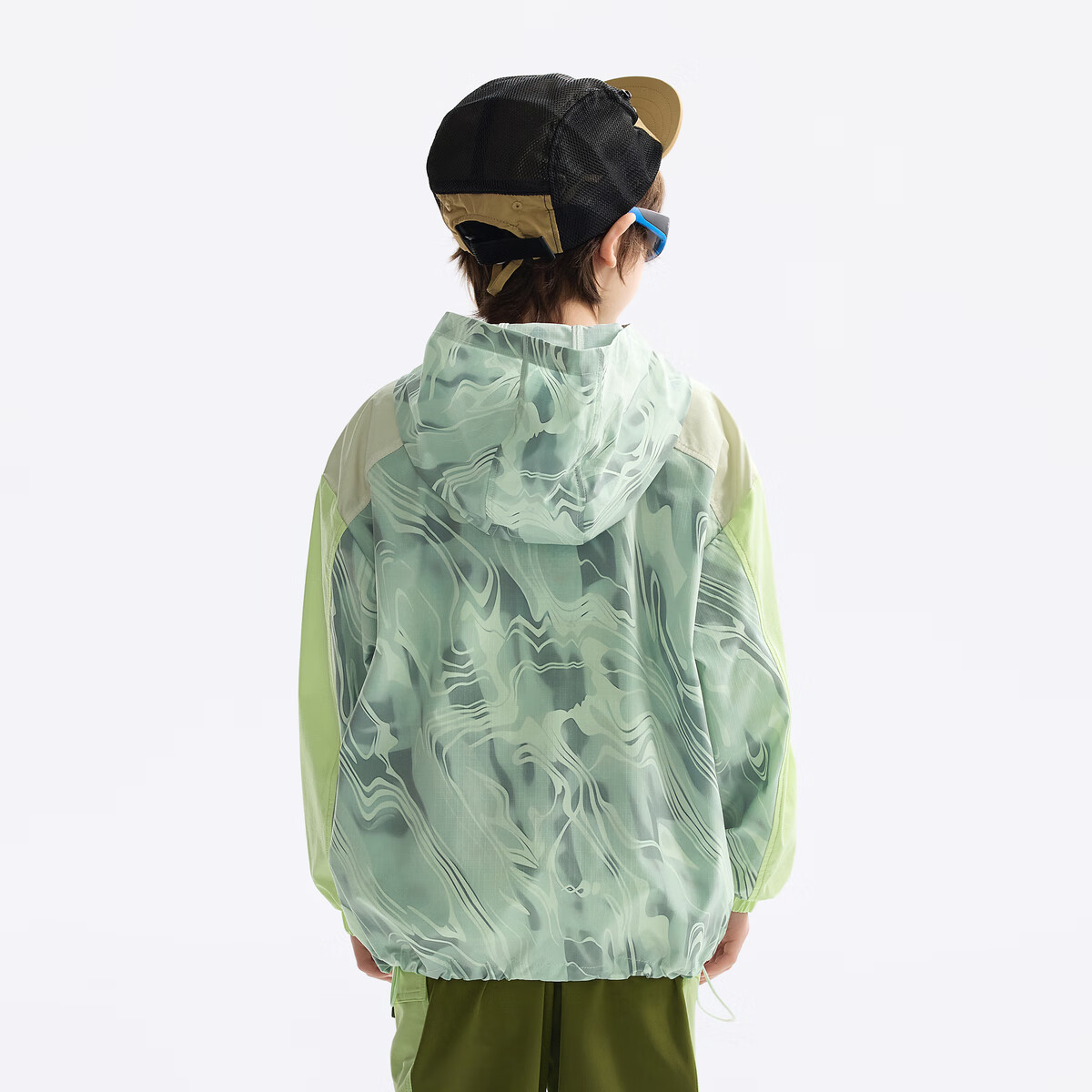 马骑顿(MQD)童装男童外套2025春秋新款儿童骑行服潮酷感撞色运动风上衣 绿花版 150