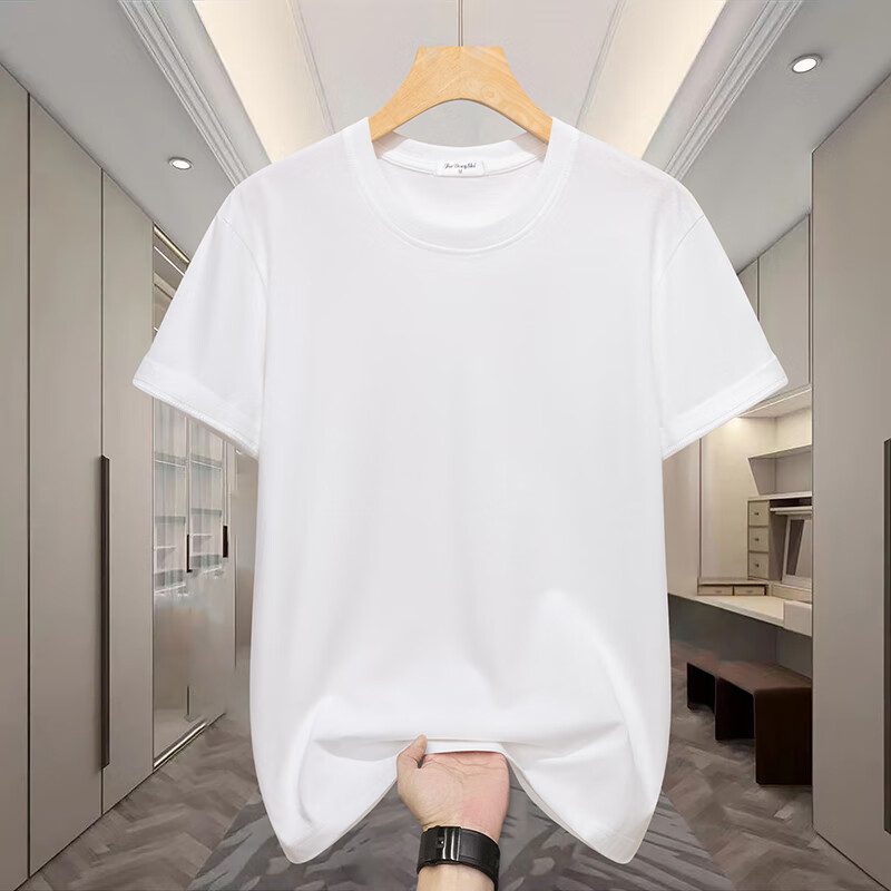 夏季胖子衣服大码100%纯棉圆领休闲宽松短袖t恤男纯色半袖打底衫 军绿色 10XL 300-310斤