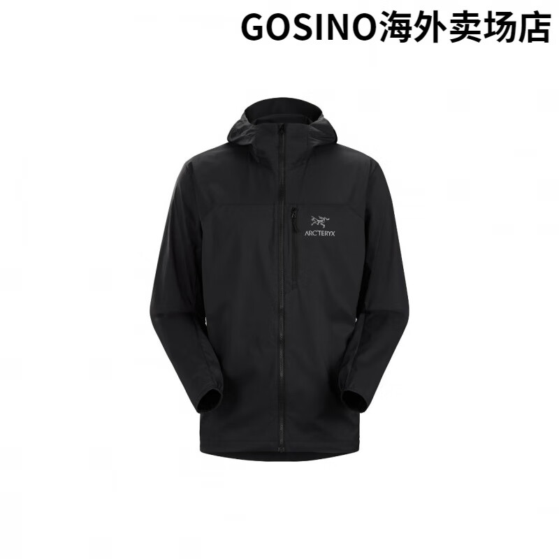 始祖鸟（ARC&#039;TERYX）现货Arcteryx始祖鸟Squamish Hoody防晒轻薄风壳连帽夹克外套 黑色 男款 S