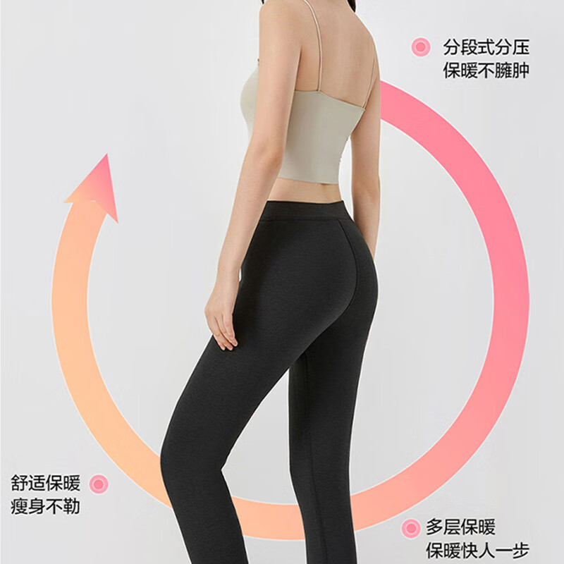 相伊恋人保暖裤女秋冬季高腰羊毛加绒加厚棉裤大码防寒线裤可外穿打底秋裤 深麻灰 【羊毛填充-速暖发热】 2XL 【建议130-150斤】