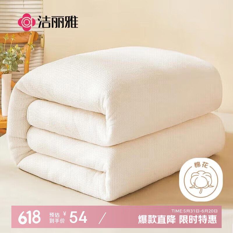 洁丽雅新疆长绒棉 棉花被春夏被芯 150*200cm 2斤经典白