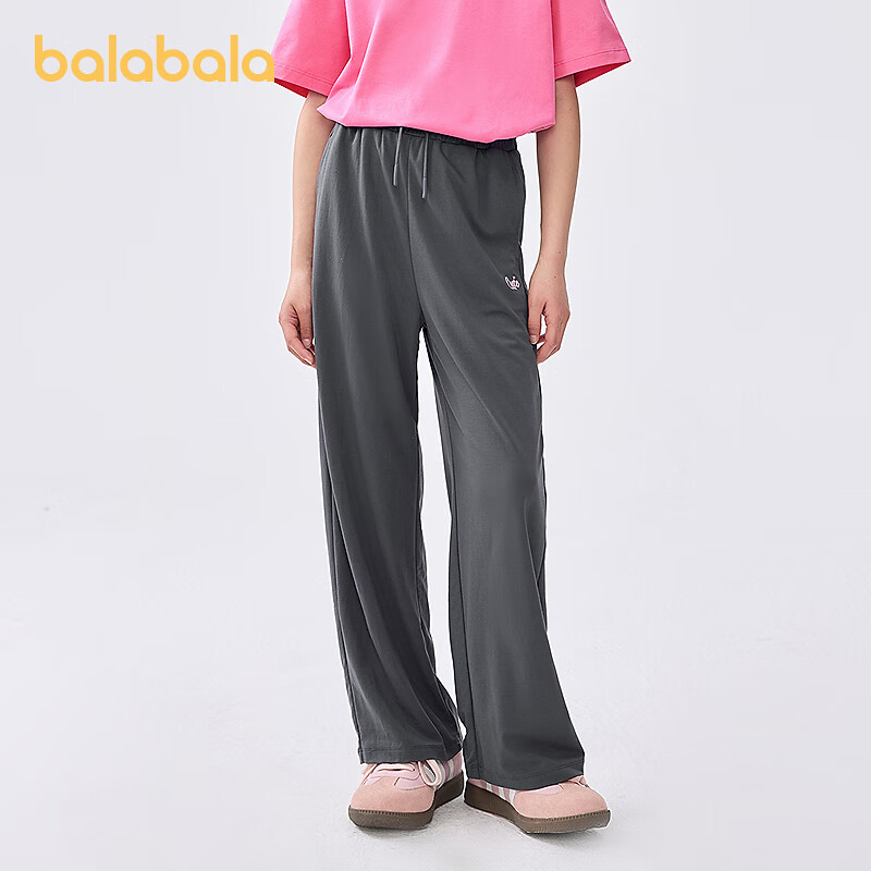 巴拉巴拉童装女童休闲裤儿童裤子2025夏装新款中大童直筒长裤时尚 中灰20410 160
