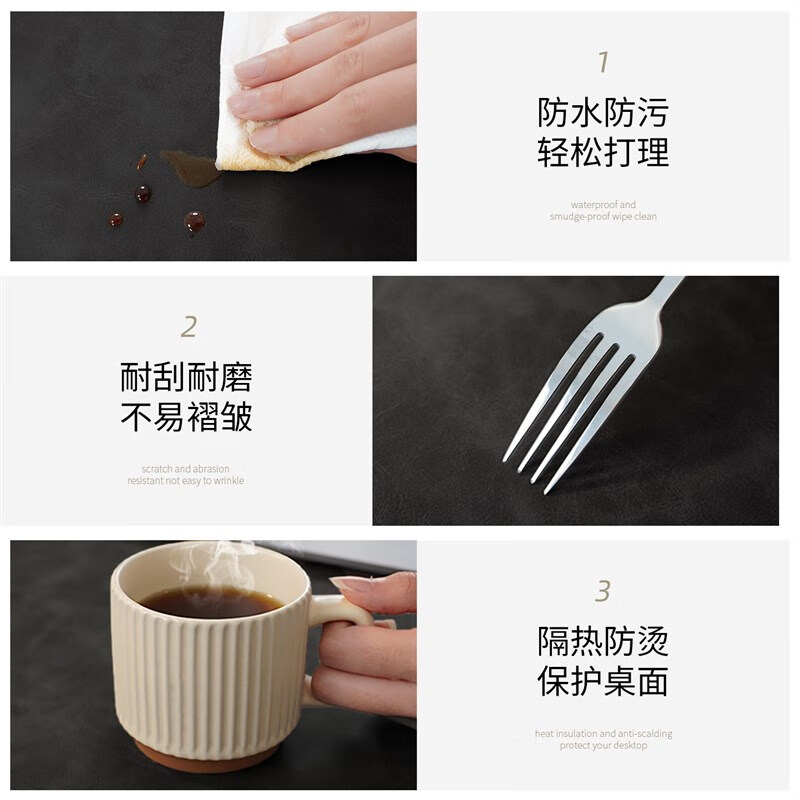 WCZ德国鼠标垫大号桌垫超大皮革书桌电脑办公桌面防水笔记本键盘电竞 FRB石墨灰【正面疯马纹/反面绒底】 30*60cm