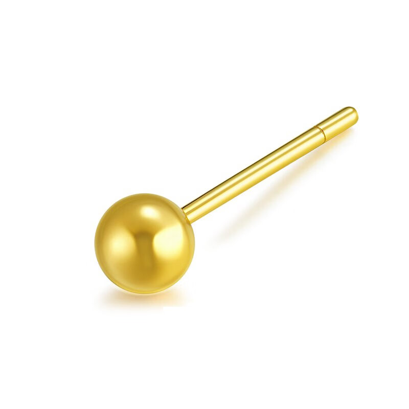 金至尊（3DG Jewellery）黄金耳钉圆珠光面足金养耳棒耳环送女友自戴礼物按克计价 单枚-金重0.57克-EB01013125