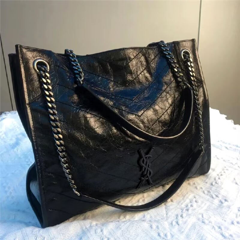 托特包仓杨树包2025现货大包潮牌黑色香港林菱格新款羊皮专柜 链 11*28