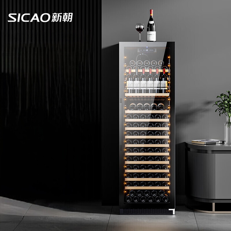 新朝紅酒柜 恒溫酒柜家用可嵌入式葡萄酒柜冷藏柜飲料茶葉壓縮機(jī)風(fēng)冷 JC-470A單溫[180支]抽真空保鮮