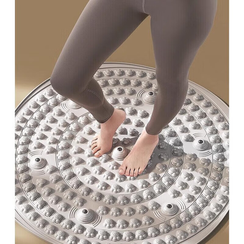 通用猫爪指压板猫爪指压板垫脚圆形慢跑款通足底按摩垫原地跑步 【烟雨灰七颗升级磁石】+足底图