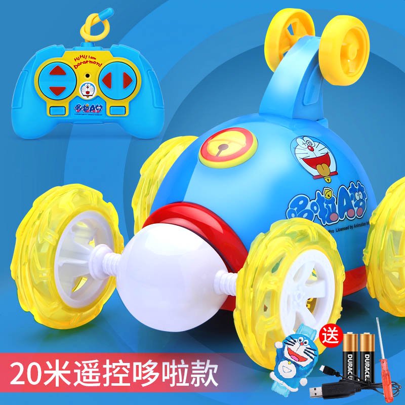 益米翻斗車遙控車兒童可充電翻滾特技車電動(dòng)玩具車男孩遙控汽車禮物 正版20米遙控藍(lán)色 USB充電版 單電標(biāo)配1節(jié)車身鋰電池+送遙控