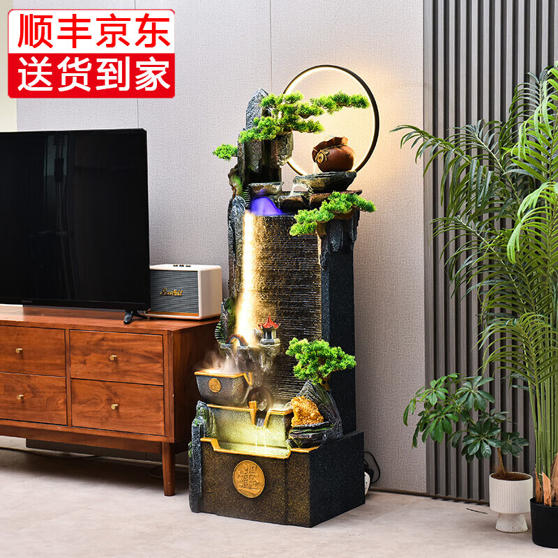 善水源高山流水?dāng)[件循環(huán)水幕墻客廳落地辦公室玄關(guān)招財(cái)風(fēng)水輪高端開業(yè) 日進(jìn)斗金【中號】