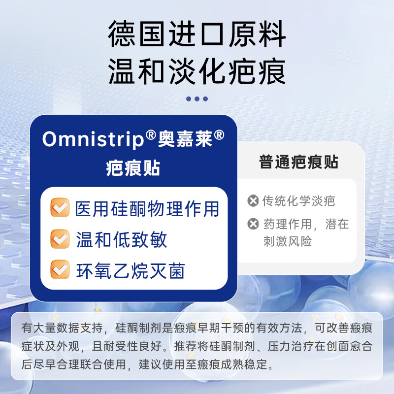 奥嘉莱(O’garlos)德国进口原料医用硅酮凝胶疤痕贴甲状腺剖腹产术后祛增生疤痕敷料 【剖腹产推荐】奥嘉莱 4*30 1盒
