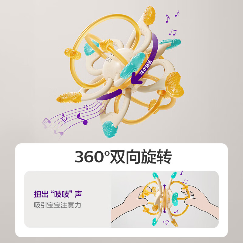 新安怡（AVENT）曼哈顿手抓球婴儿牙胶 食品级硅胶防吃手磨牙棒 新生儿咬咬玩具 食品级液态硅胶 曼哈顿球 1只装