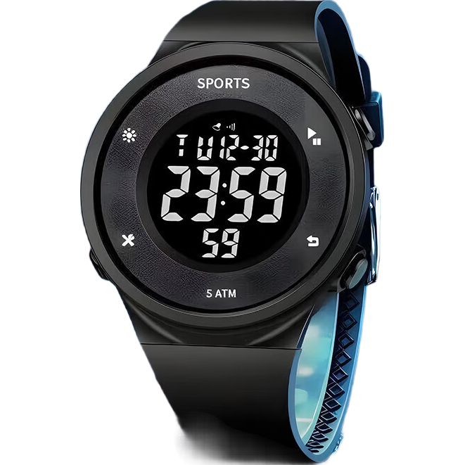 电子手表学生男青少年潮流初高中ins新款运动简约户外手表 黑色黑屏