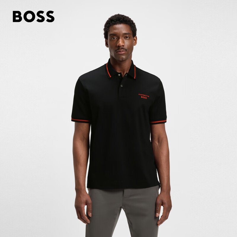 BOSS【保时捷联名】男士2025年秋季新款棉质Polo衫 001-黑色 M