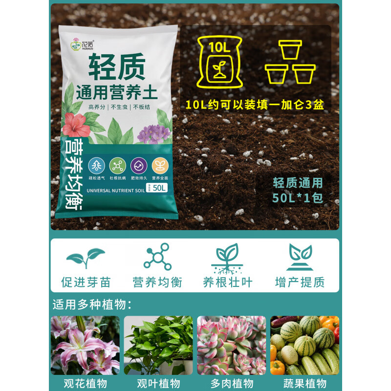 花諾有機(jī)營(yíng)養(yǎng)土養(yǎng)花通用型種菜專用花土壤種植土泥炭種花卉綠植盆栽肥 【新品沖量】輕質(zhì)營(yíng)養(yǎng)土30升(送2