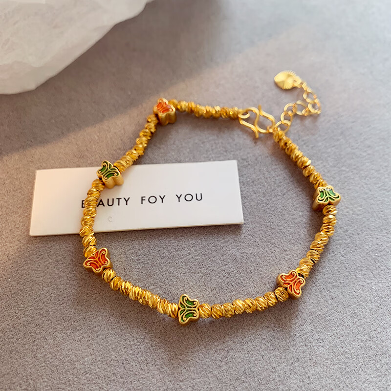 孟加拉赤金手链沙金珐琅蝴蝶古法女轻奢小众精致手串20 小蝴蝶手链