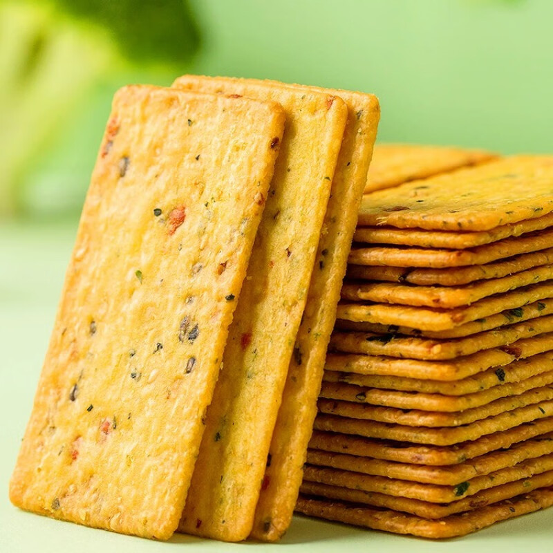 岩烧芝士脆饼干九蔬脆片咸甜味薄脆办公室休闲零食180g 岩烧芝士饼干180g