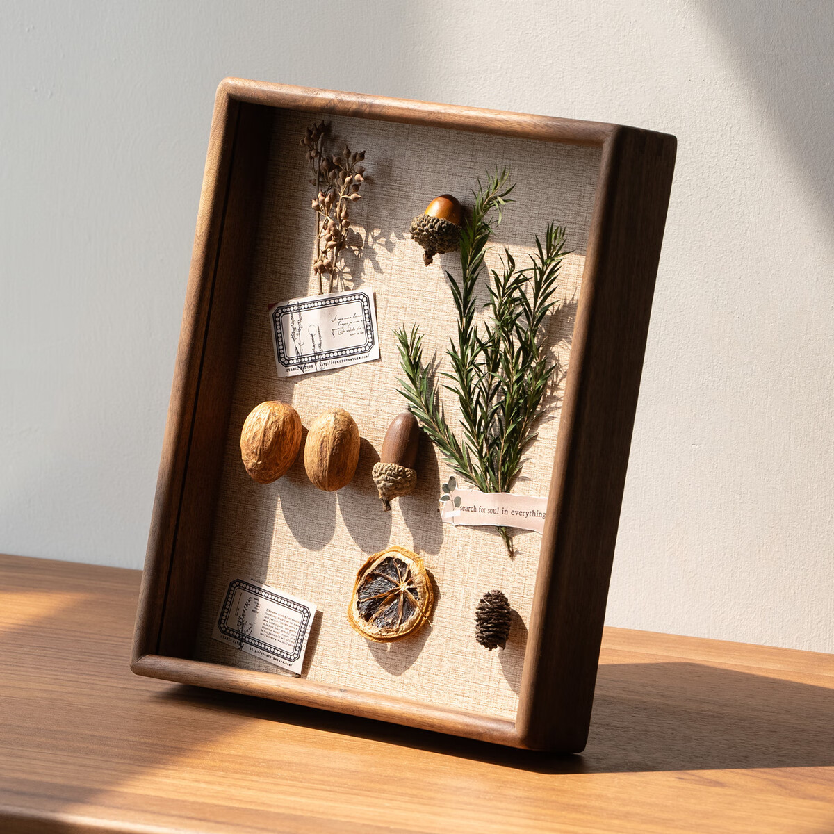 咏幻黑胡桃实木干花相框蝴蝶植物标本中空画框diy手工榫卯相框展示框