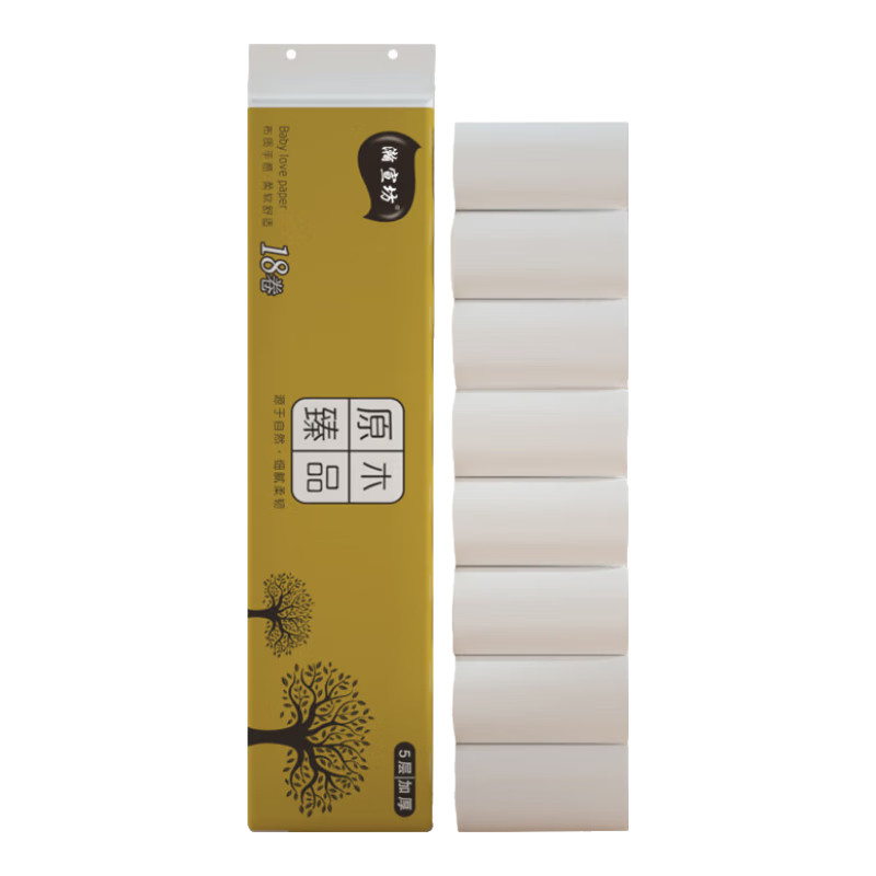 【真实惠】瀚宣坊原木卷纸18卷卫生纸无芯卷纸厕纸家庭装纸巾 瀚宣坊原木卷纸【18卷/600克】