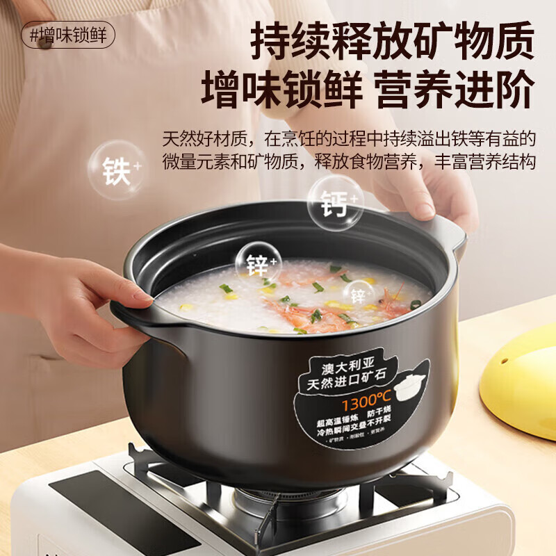 黎坊烧陶瓷砂锅炖锅煤气灶专用大容量家用煮粥煲汤汤锅传统中式汤煲炖煲 4-6人【适合炖排骨】 4.1L