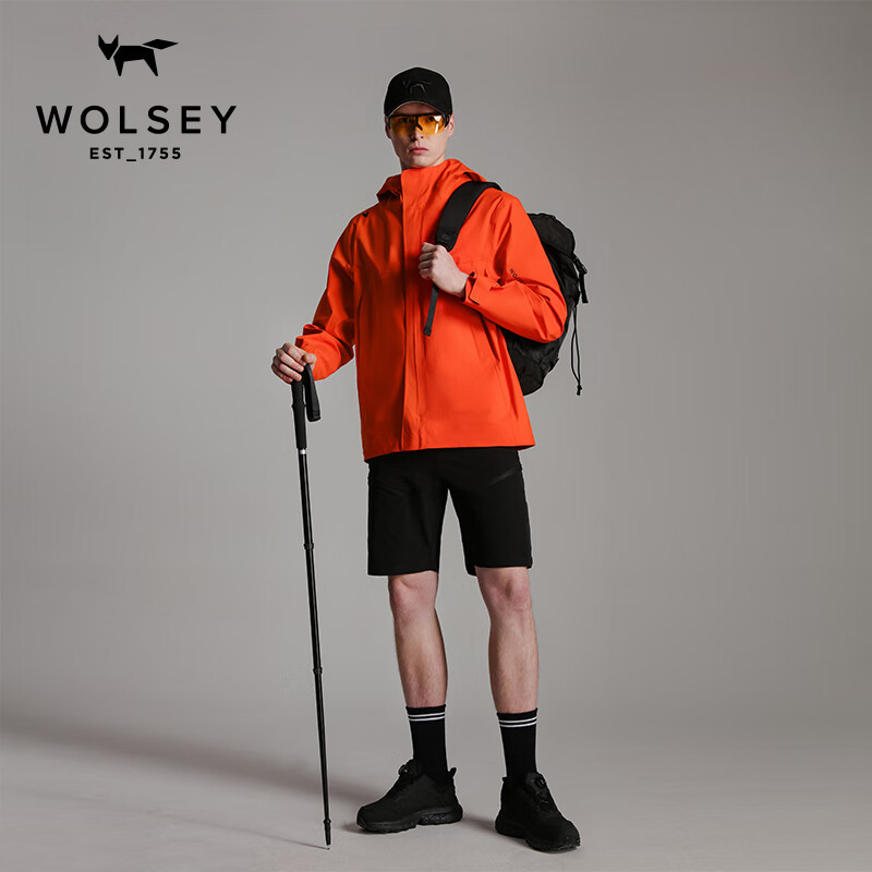 WOLSEY户外KALEIDO彩壳冲锋衣单层3L硬壳防风防水透湿夹克外套情侣男款 暗夜黑色 L 175