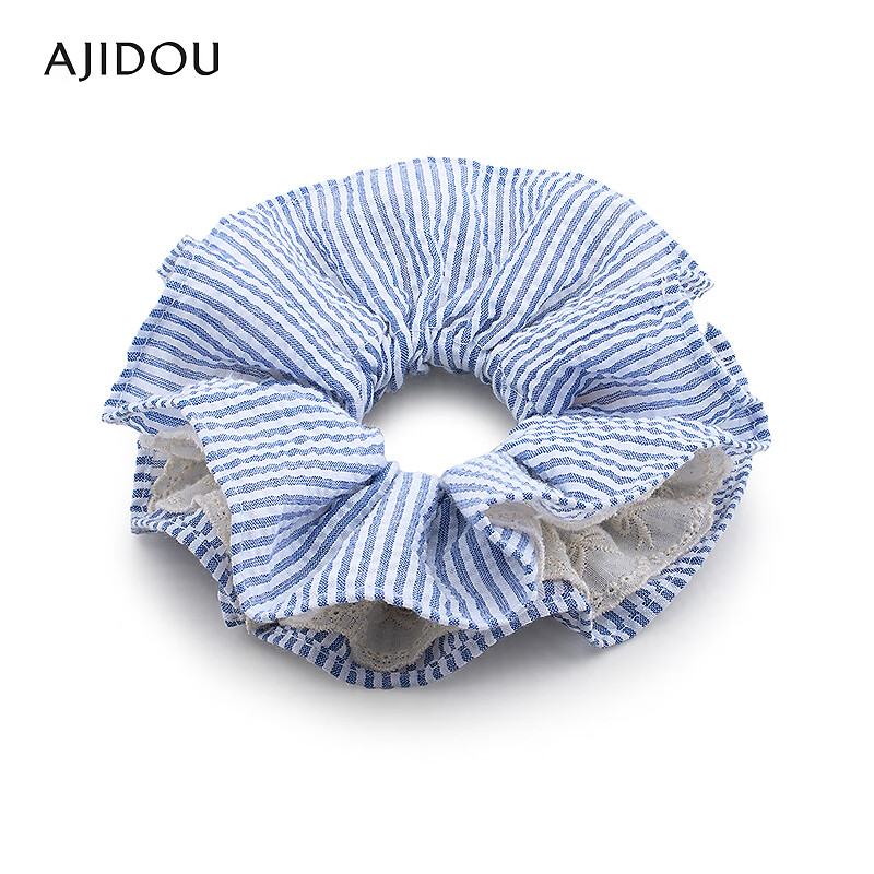 AJIDOU阿吉豆发圈生日新年礼物女 日常百搭蓝白条纹大肠发圈送女友 闺蜜 条纹 1个