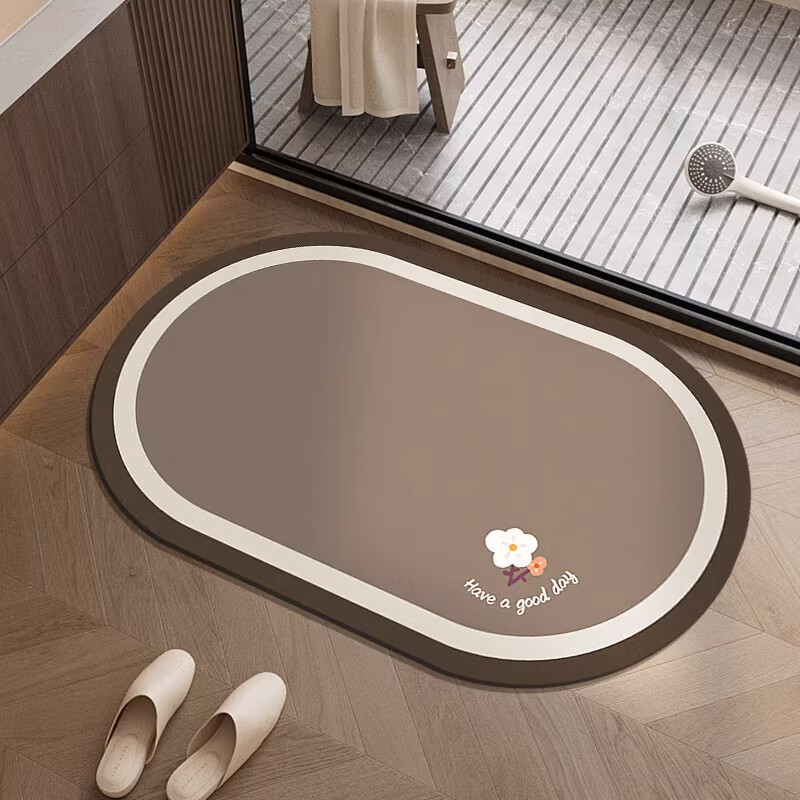 金玉铭川浴室地垫家用卫浴吸水垫速干防滑垫子卫生间厕所耐脏可擦免洗脚垫 GZN-小花-方形 40X60cm【吸水速干防滑】