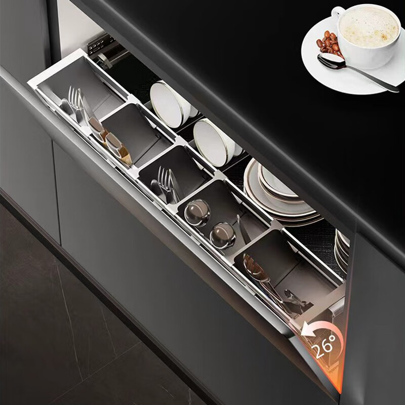 德米莫2025进口百隆拉篮厨房橱柜碗篮抽屉式双层碗碟抽碗柜调味抽中抽 定制尺寸联系客服