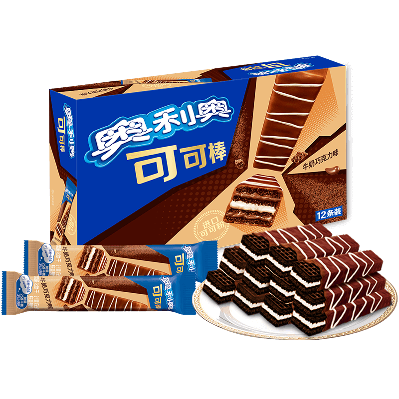 奥利奥双心脆可可威化饼干草莓口味网红休闲办公室宿舍追剧零食小吃 可可棒威化牛奶巧克力味139.2g-12条