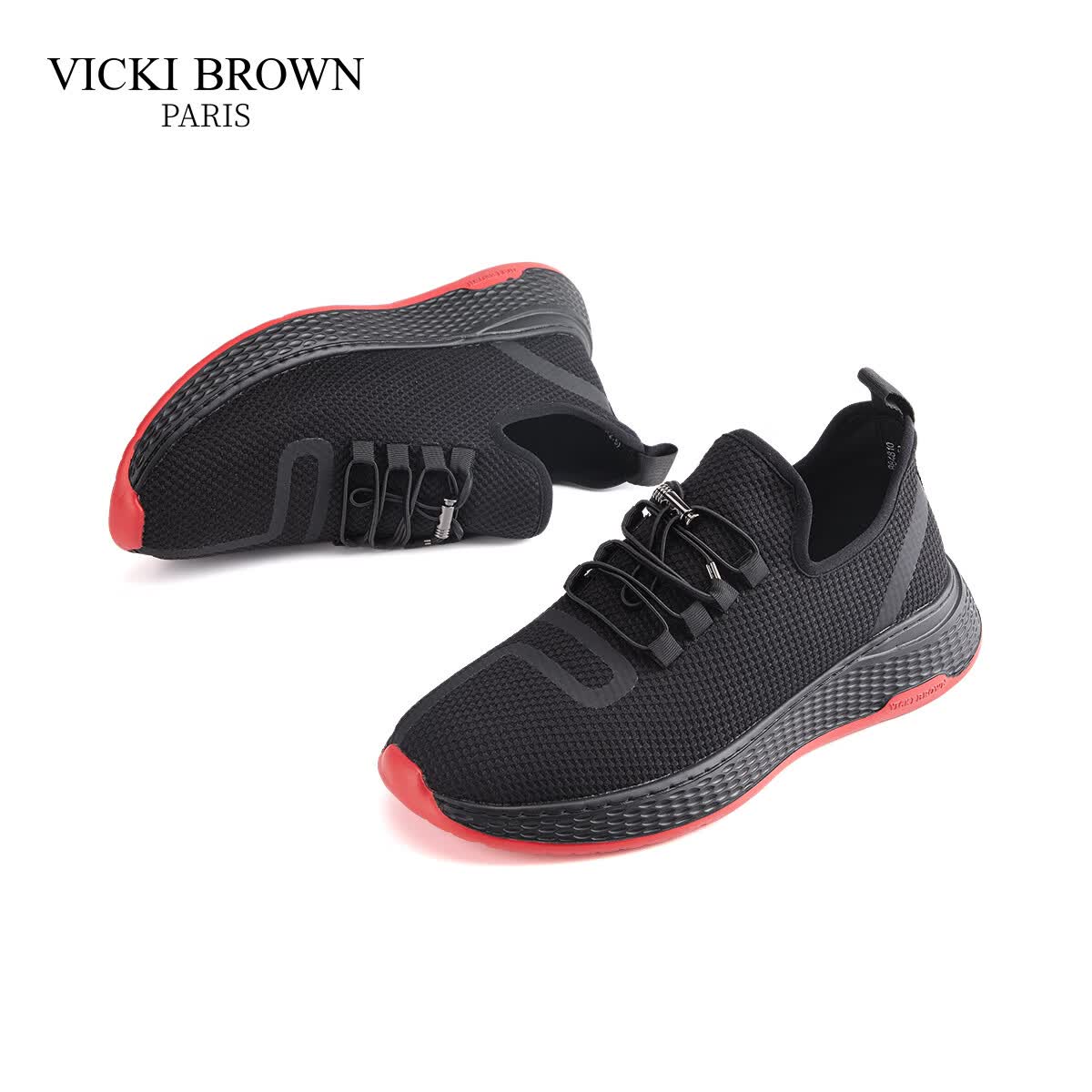 未毕（VICKI BROWN）法国品牌VB男鞋【健走系列】通勤防滑户外休闲鞋男舒适透气网面鞋 黑红 43