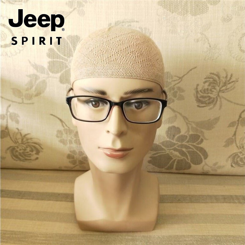JEEP回族帽子男瓜皮帽针织帽男士透气地主帽回民包头全棉休闲冬 K67-黑色(春夏薄款)高度13-14cm左右回族 55-59(大众头围)