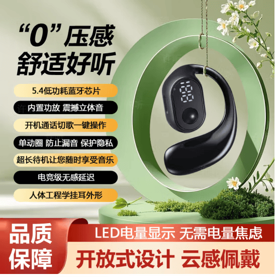翊晨星2025新款数显大电池蓝牙耳机挂耳式耳机适用oppo华为vivo苹果小米 【电量数显+超长待机】旗舰黑 G02 低配【蓝牙5.0版】待机888小时