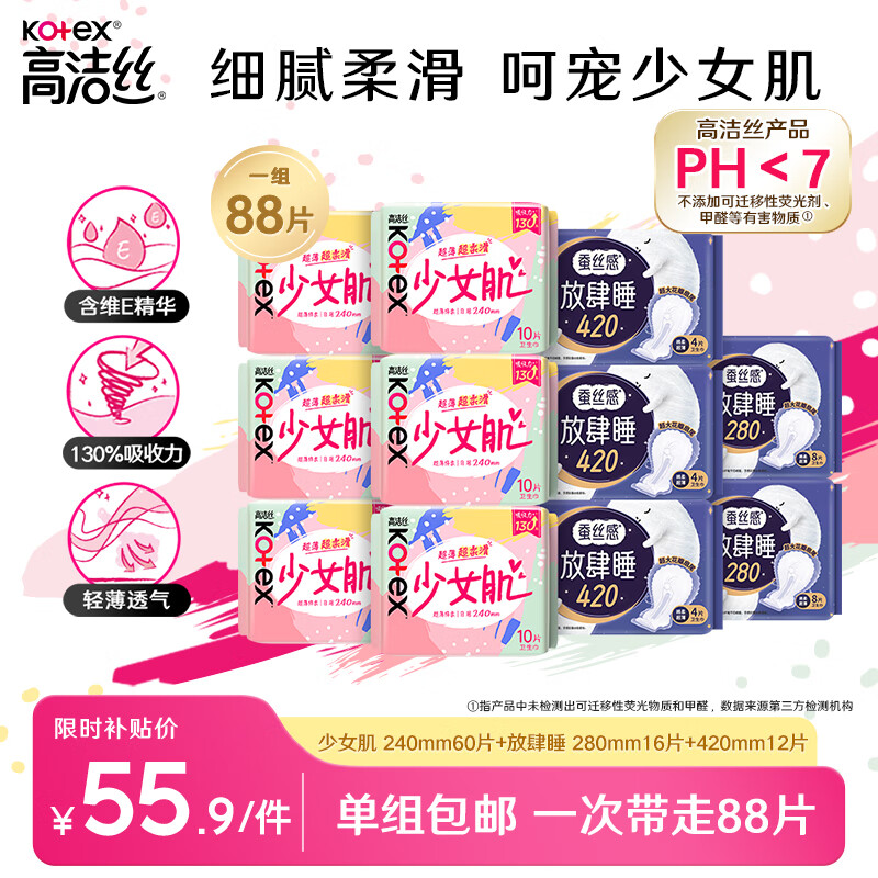 �߽�˿��Kotex������������Ů����������˯����͸������������� ��Ů������˯��ҹ88Ƭ 55.9Ԫ