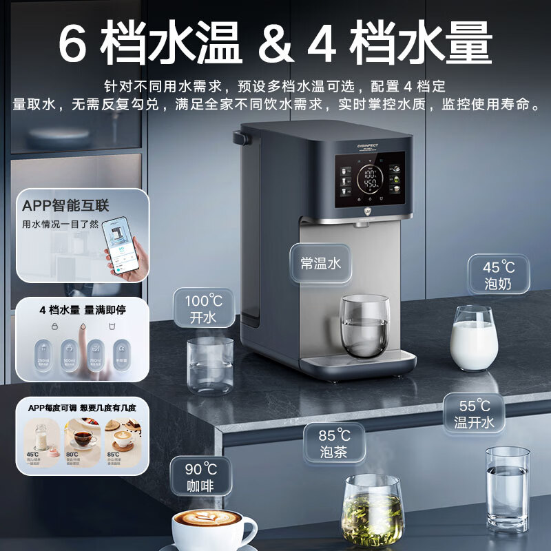 云米(VIOMI)净水器家用 加热直饮一体净饮机 台式免安装即热直净水器RO反渗透矿物质6L大水箱【国家补贴】