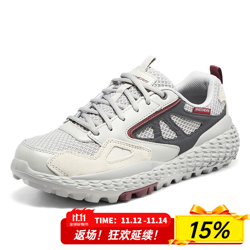 斯凯奇（Skechers）男鞋夏季2025新款运动鞋怪兽鞋厚底老爹鞋轻便休闲透气网面鞋男 浅灰色-LTGY 39.5
