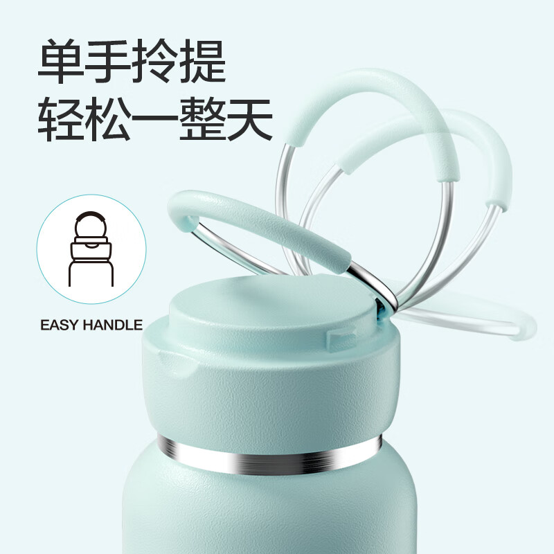 乐扣乐扣(LOCK&LOCK)大容量保温保冷杯女士随行水壶户外双饮水杯高颜值中秋节礼物 薄荷绿 650ml