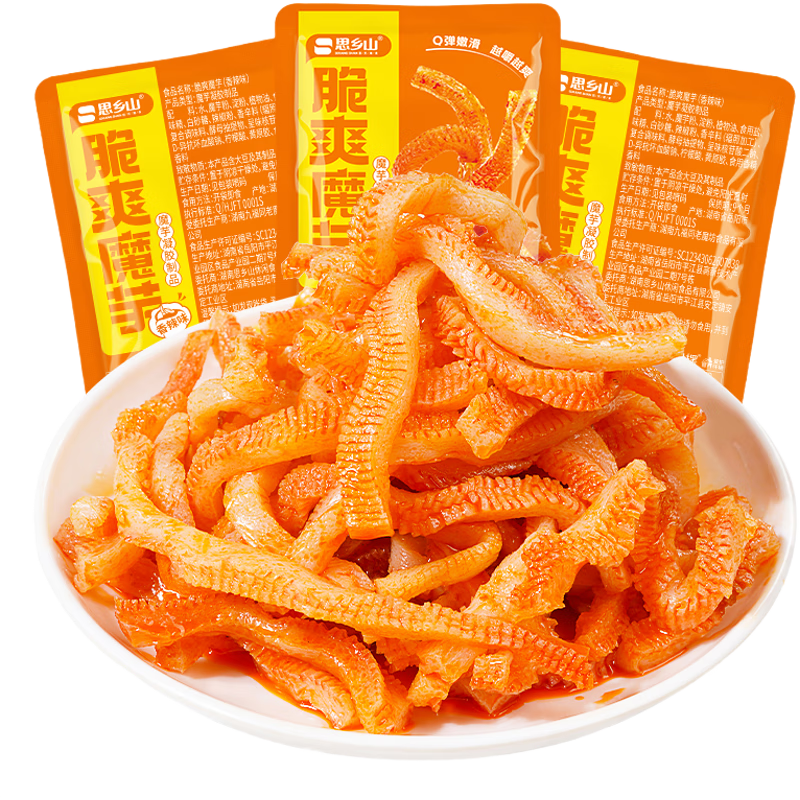 思乡山魔芋爽辣条小零食辣素食麻酱味脆爽魔芋香辣375g便携50包